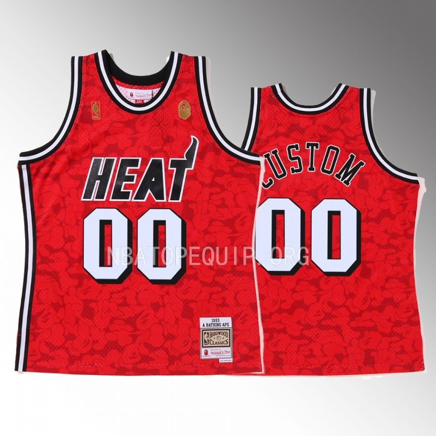 2022 BAPE Miami Heat Custom Red Jersey 00 Camo Tanktop Men’s Jersey Shirt