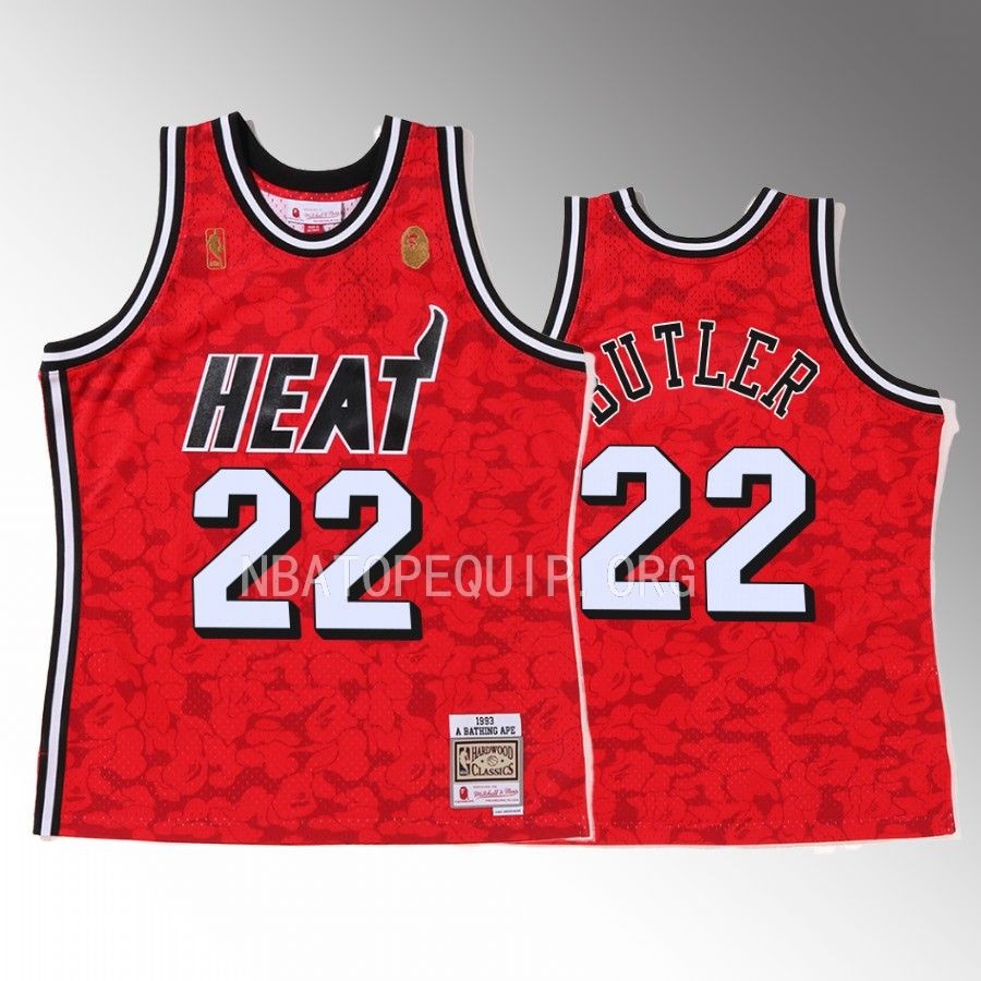 2022 BAPE Miami Heat Jimmy Butler Red Jersey 22 Camo Tanktop Men’s Jersey Shirt