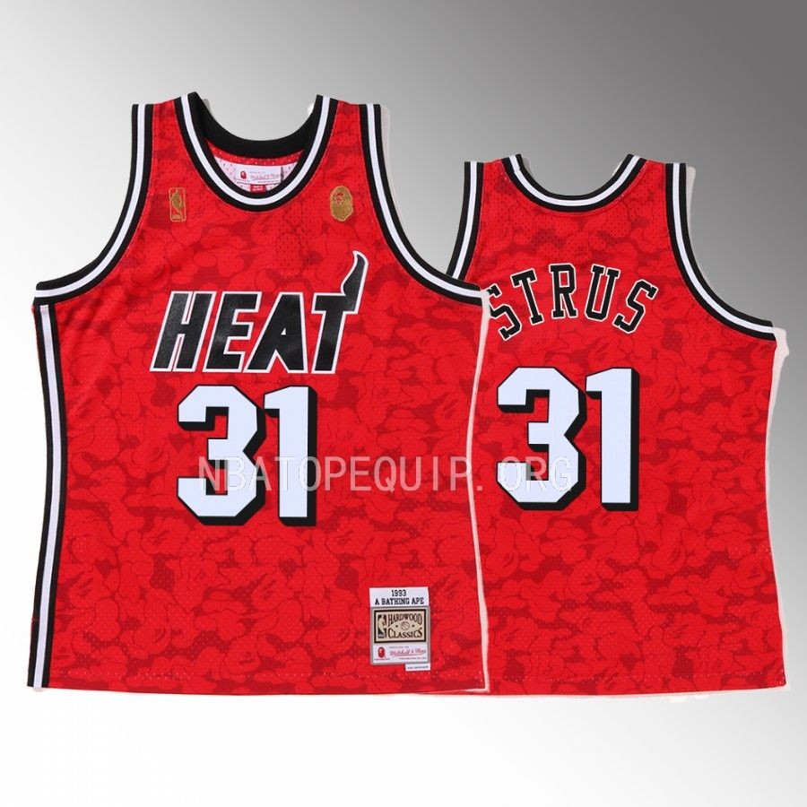2022 BAPE Miami Heat Max Strus Red Jersey 31 Camo Tanktop Men’s Jersey Shirt