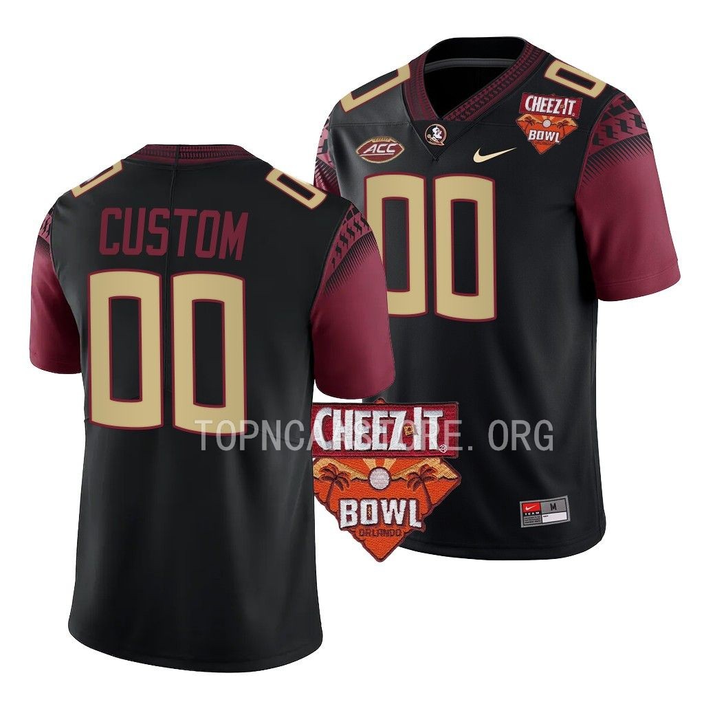 2022 Cheez-It Bowl Custom Florida State Seminoles #00 Black Alternate Jersey Men's
