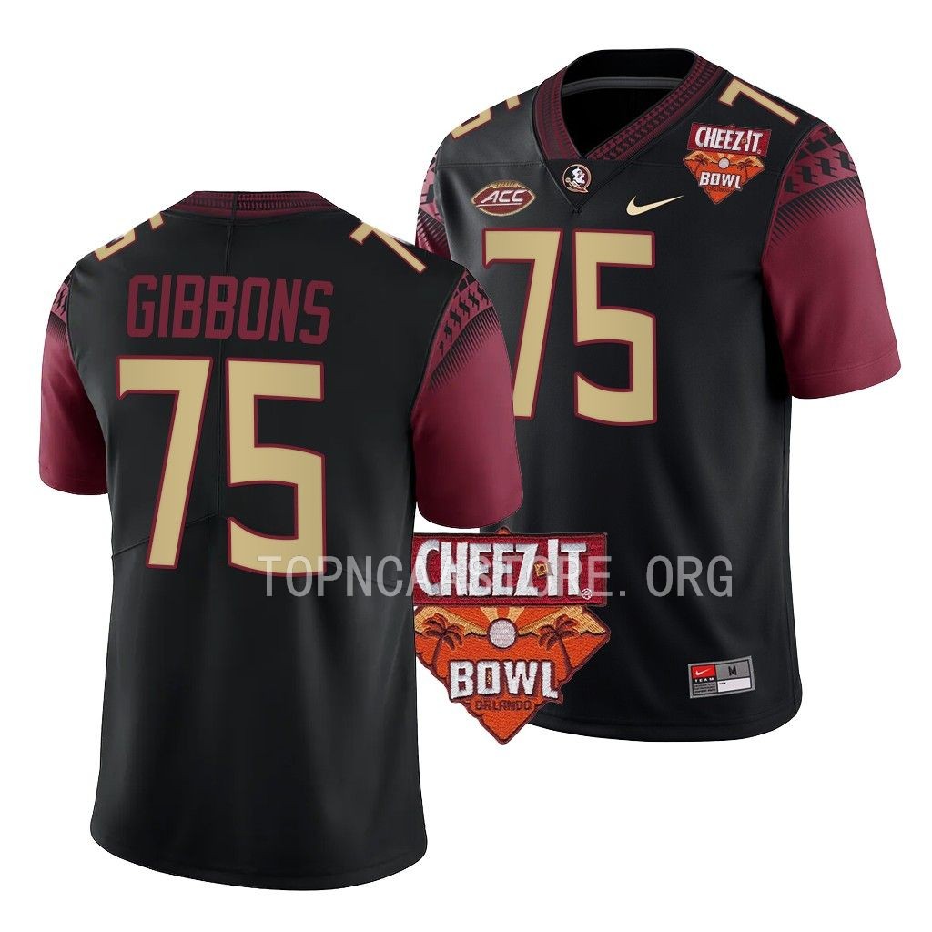 2022 Cheez-It Bowl Dillan Gibbons Florida State Seminoles #75 Black Alternate Jersey Men's