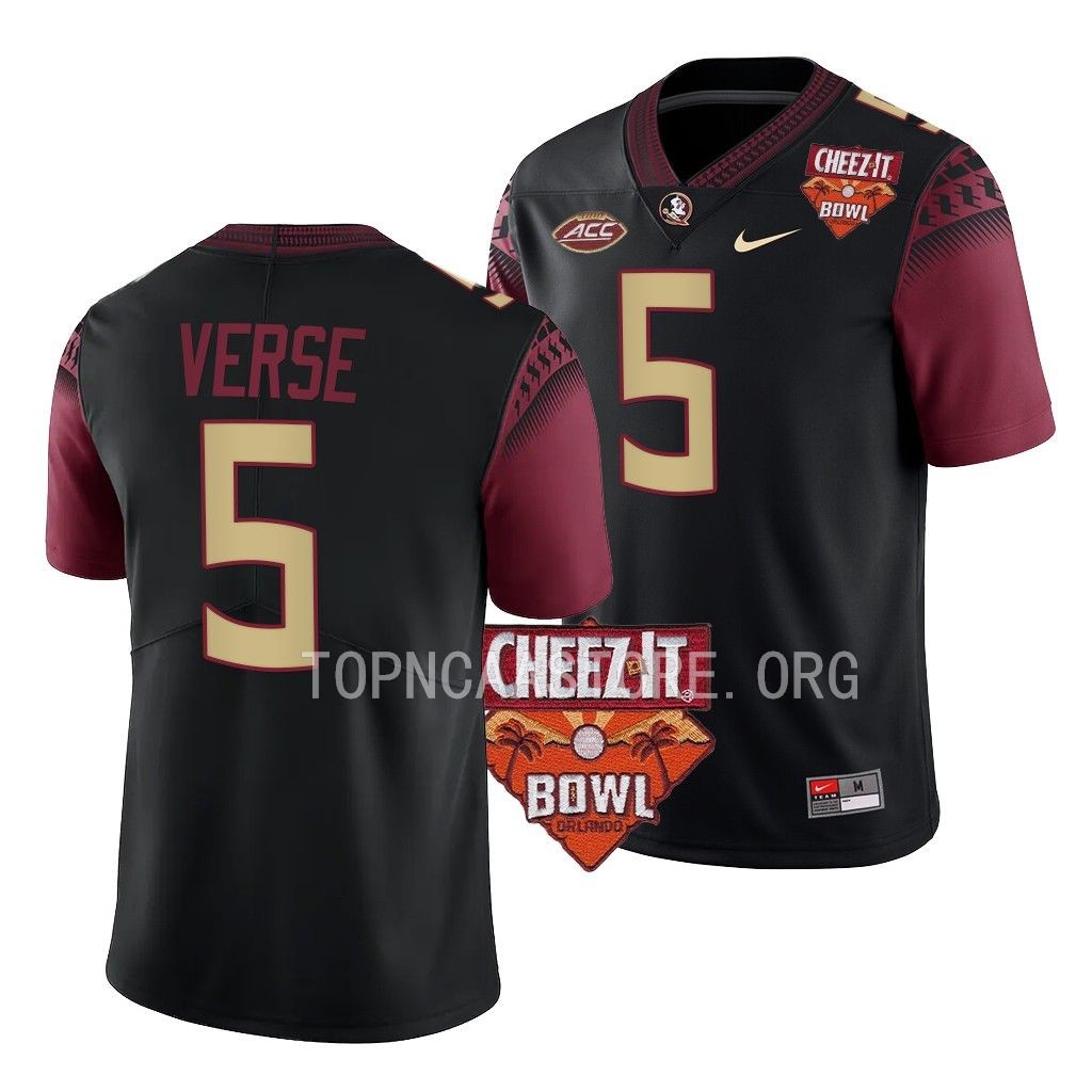 2022 Cheez-It Bowl Jared Verse Florida State Seminoles #5 Black Alternate Jersey Men's
