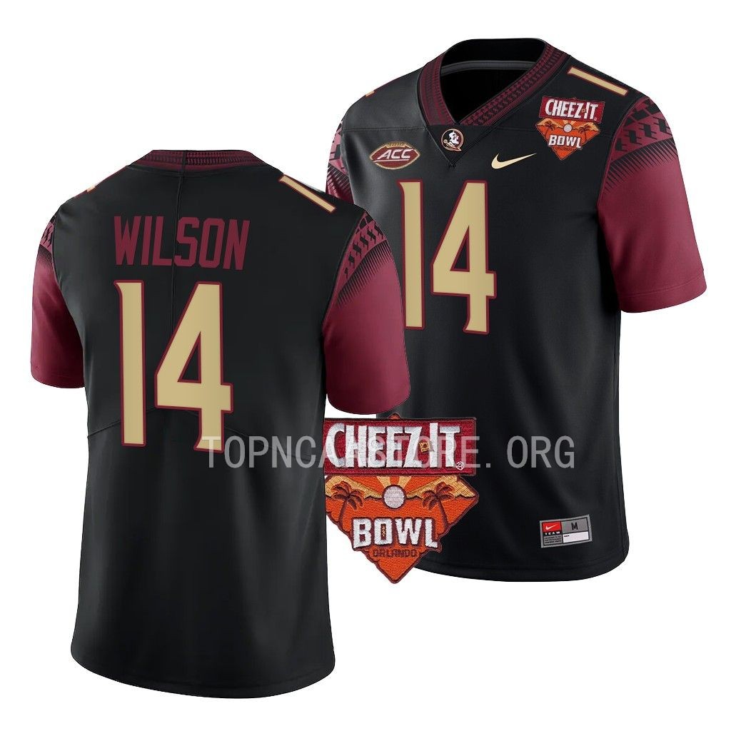2022 Cheez-It Bowl Johnny Wilson Florida State Seminoles #14 Black Alternate Jersey Men's