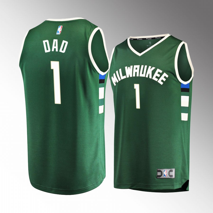 2022 Fathers Day Gift Milwaukee Bucks Greatest Dad Jersey Green #1 chioce