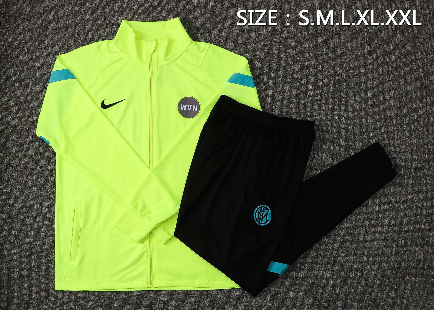 2022 Inter Milan Fluorescent Green Training Anthem Jacket Tracksuit