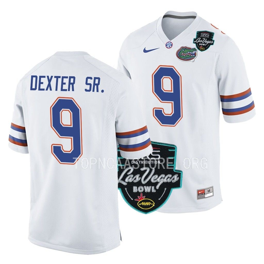 2022 Las Vegas Bowl Gervon Dexter Sr. Florida Gators #9 White Game Jersey Men's