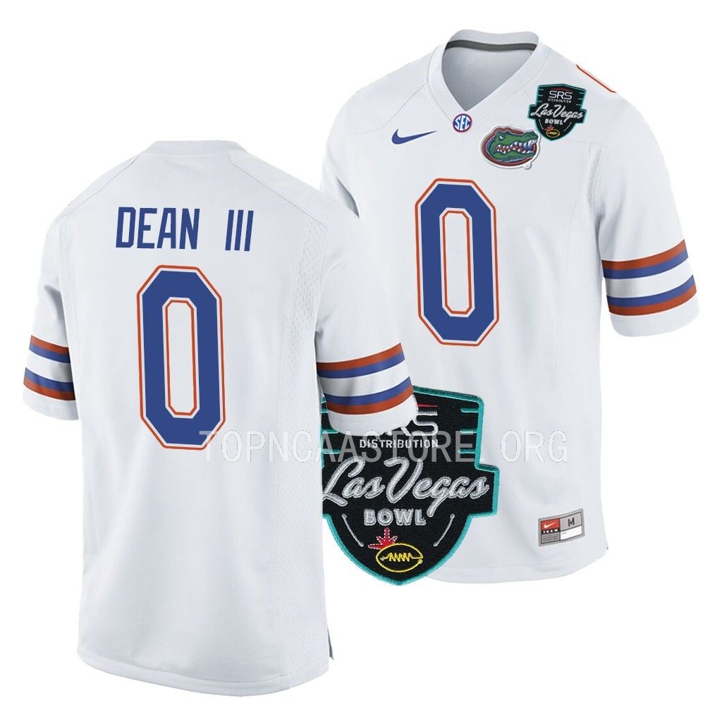 2022 Las Vegas Bowl Trey Dean III Florida Gators #0 White Game Jersey Men's
