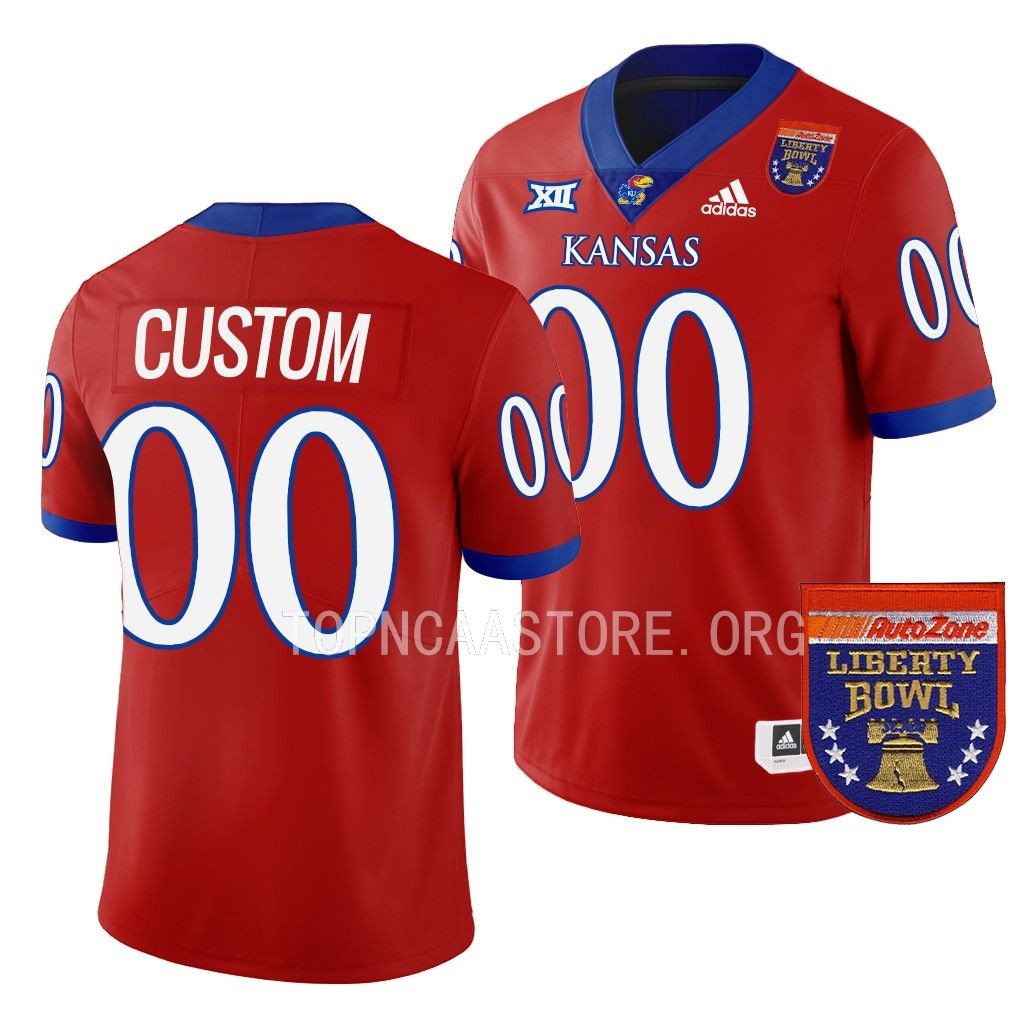 2022 Liberty Bowl Custom Kansas Jayhawks #00 Red College  Jersey Men’s