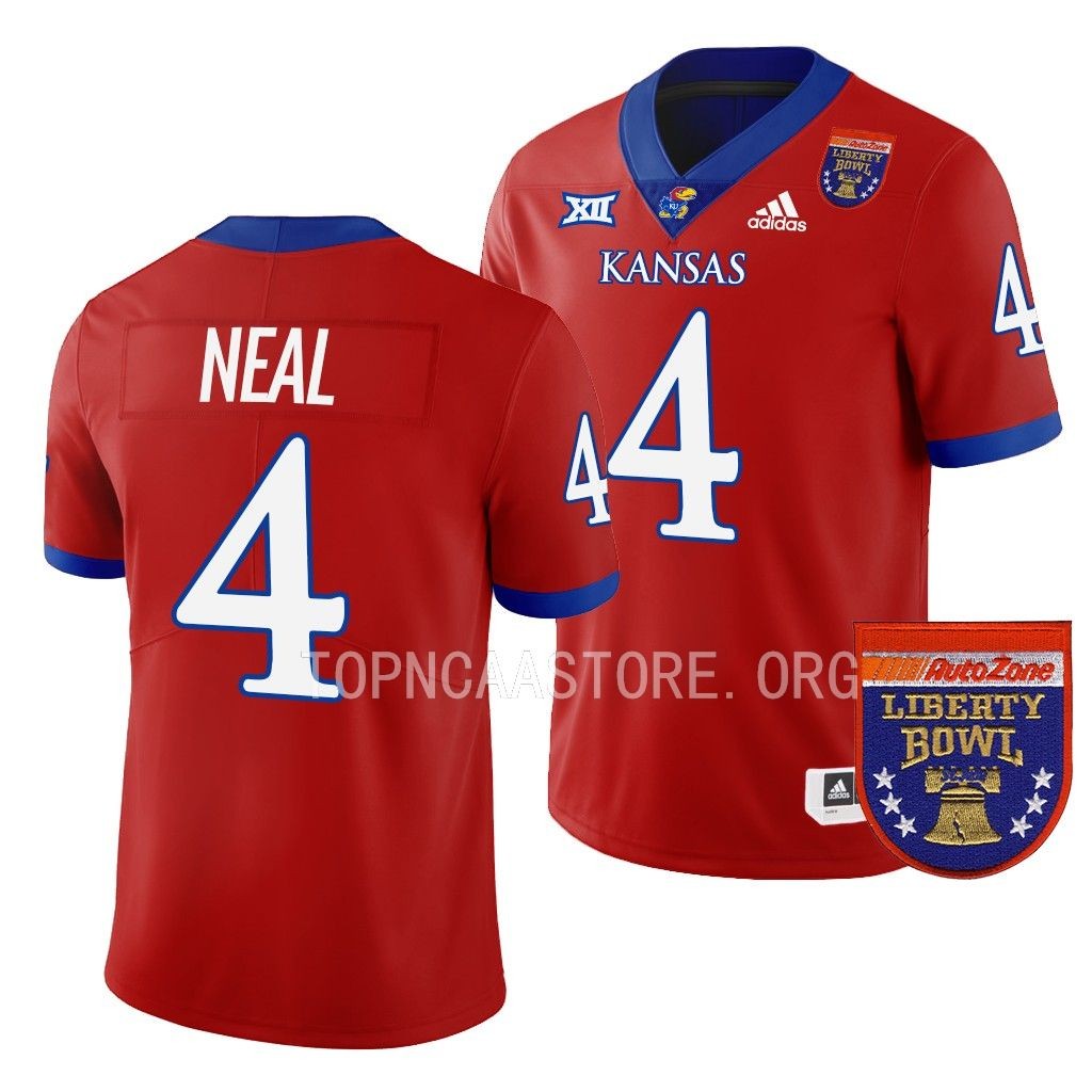 2022 Liberty Bowl Devin Neal Kansas Jayhawks #4 Red College Jersey Men's