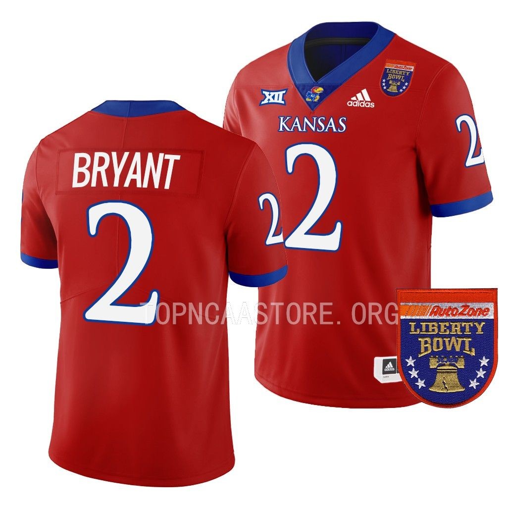 2022 Liberty Bowl Jacobee Bryant Kansas Jayhawks #2 Red College  Jersey Men’s