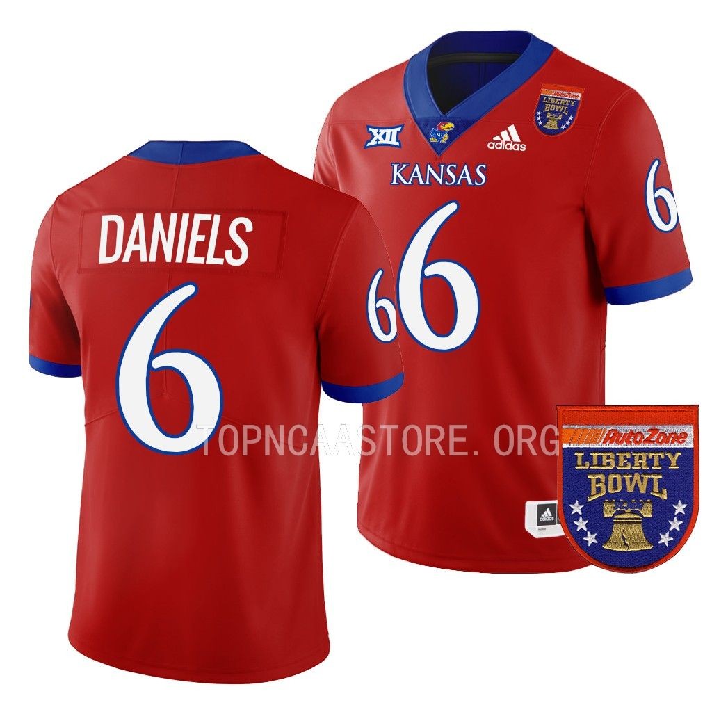 2022 Liberty Bowl Jalon Daniels Kansas Jayhawks #6 Red College  Jersey Men’s