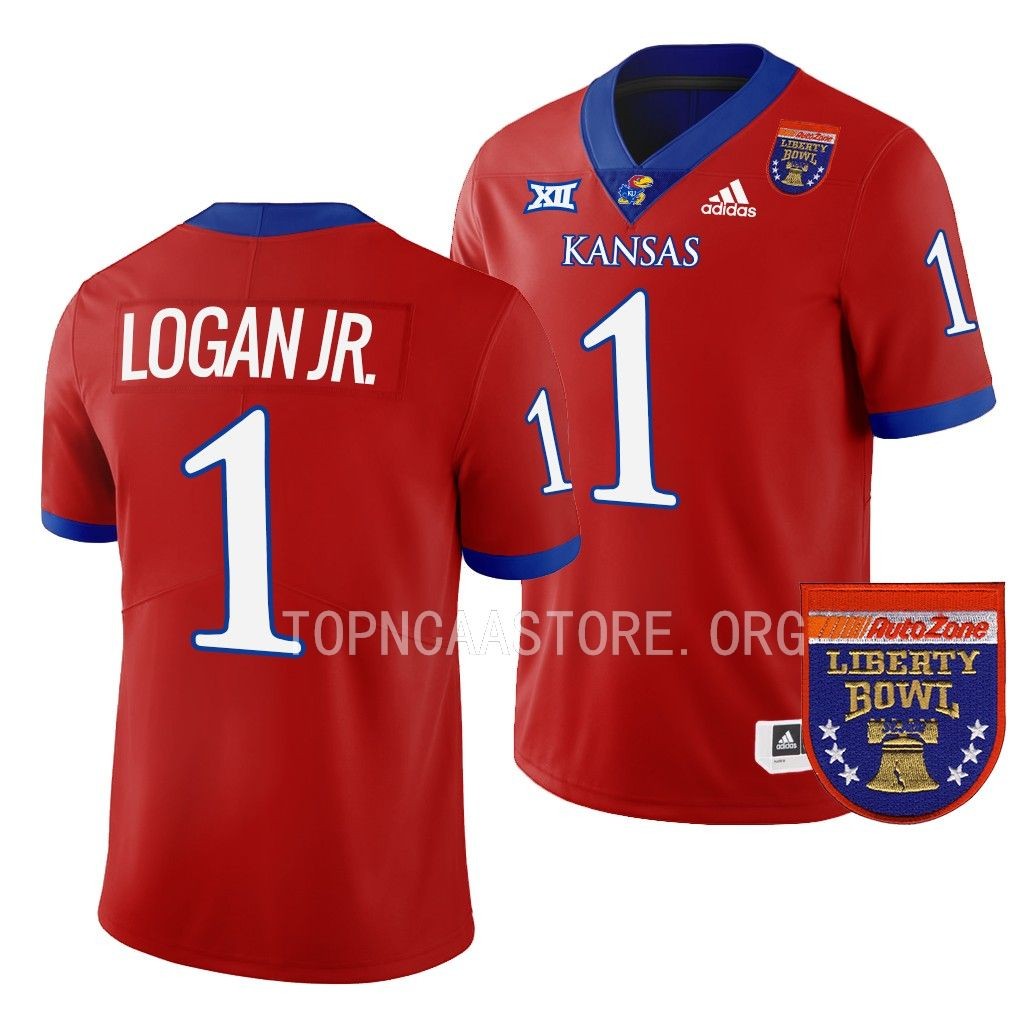 2022 Liberty Bowl Kenny Logan Jr. Kansas Jayhawks #1 Red College  Jersey Men’s