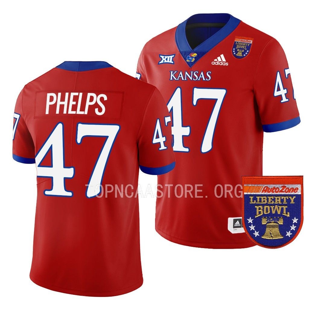 2022 Liberty Bowl Lonnie Phelps Kansas Jayhawks #47 Red College Jersey Men’s