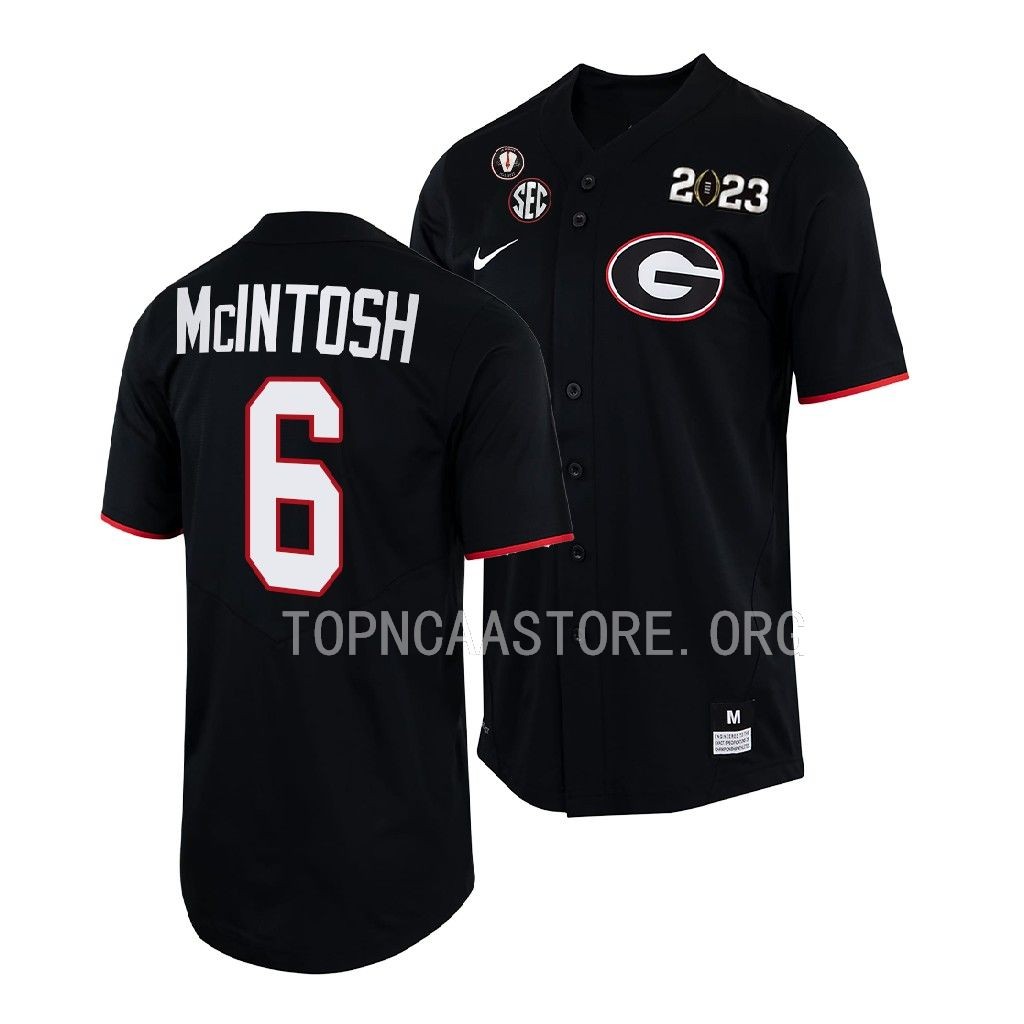 2022 National Champions Kenny McIntosh Georgia Bulldogs #6 Black Shirt Jersey Men
