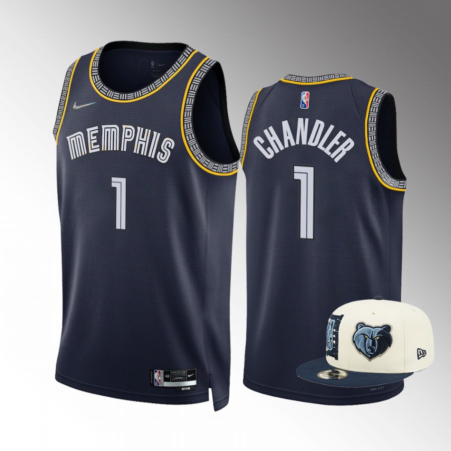 2022 NBA Draft Kennedy Chandler Memphis Grizzlies #1 Navy Jersey City Edition