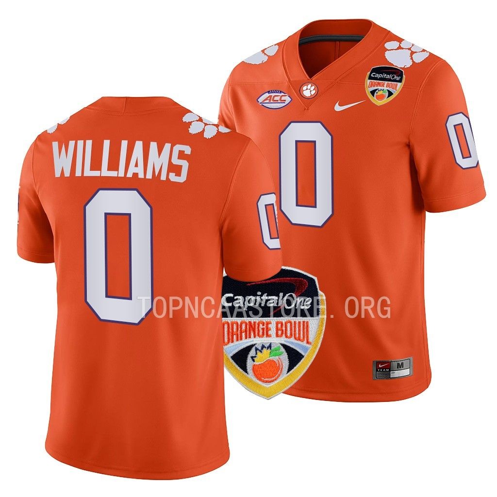 2022 Orange Bowl Antonio Williams Clemson Tigers #0 Orange College Jersey Men's
