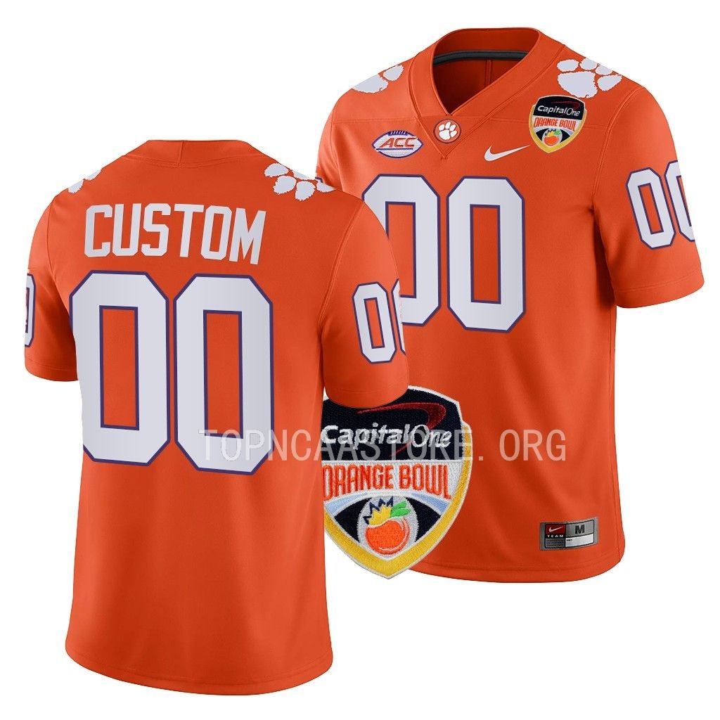 2022 Orange Bowl Custom Clemson Tigers #00 Orange College Jersey Men's