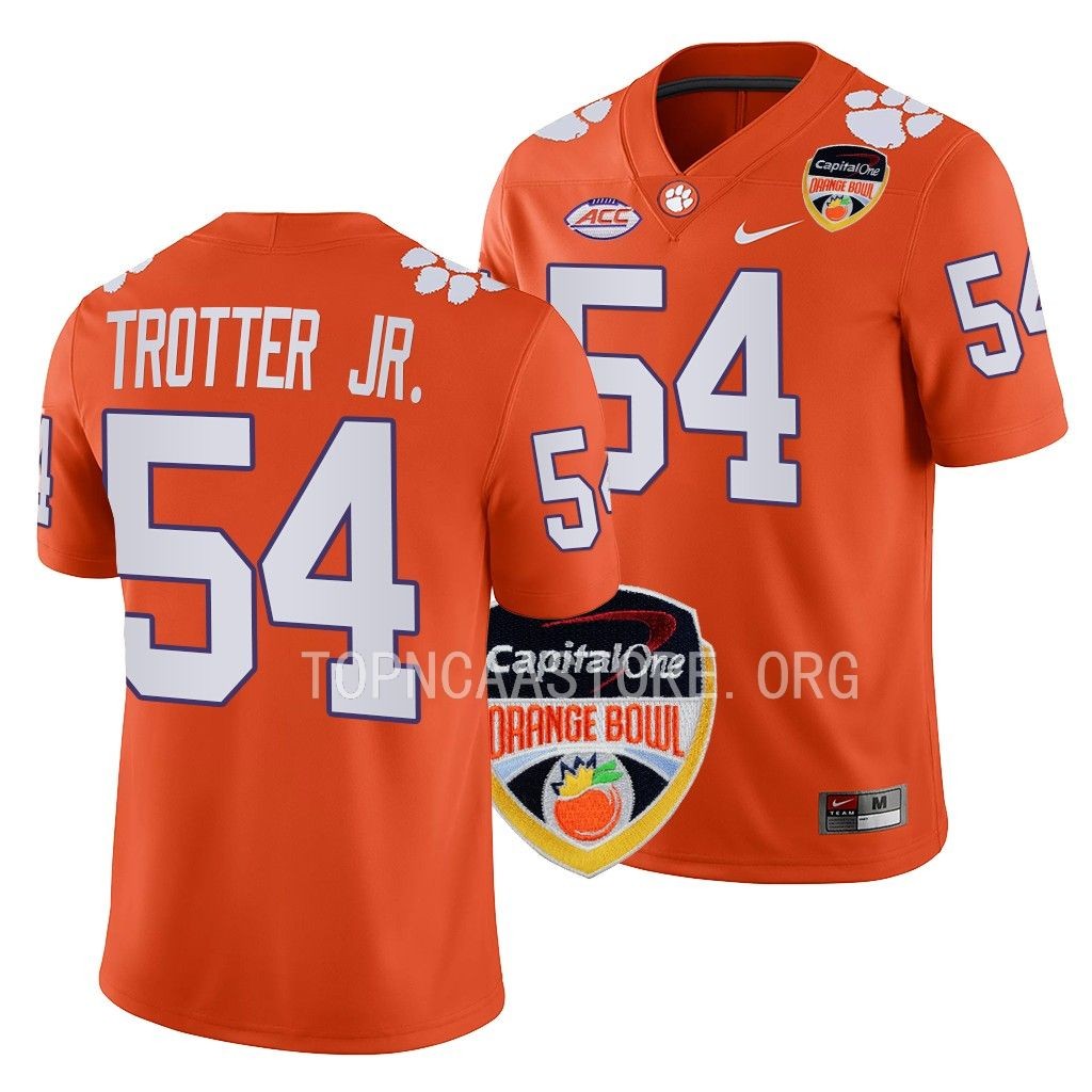 2022 Orange Bowl Jeremiah Trotter Jr. Clemson Tigers #54 Orange College Jersey Men's