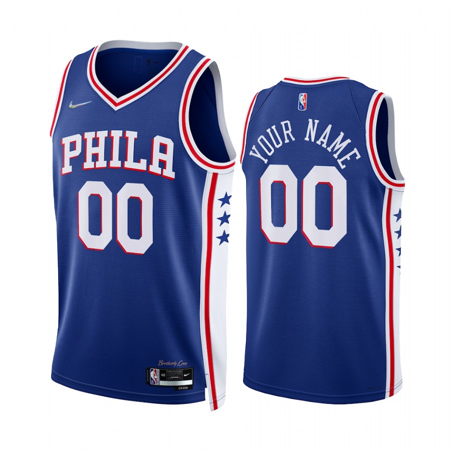 2022 Philadelphia 76ers Custom Royal Icon Edition #00 Jersey