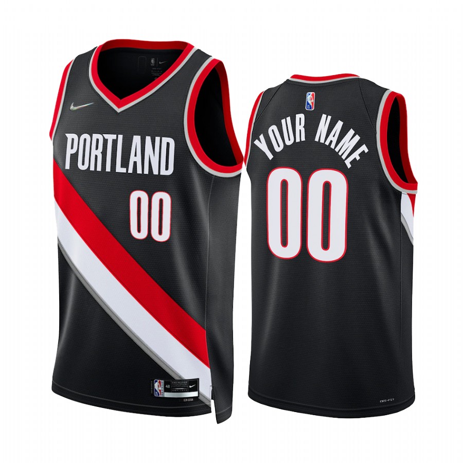 2022 Portland Trail Blazers Custom Black Icon Edition #00 Jersey