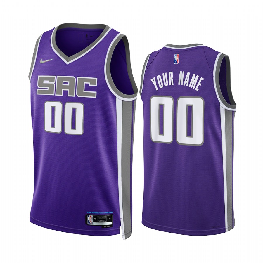 2022 Sacramento Kings Custom Purple Icon Edition #00 Jersey