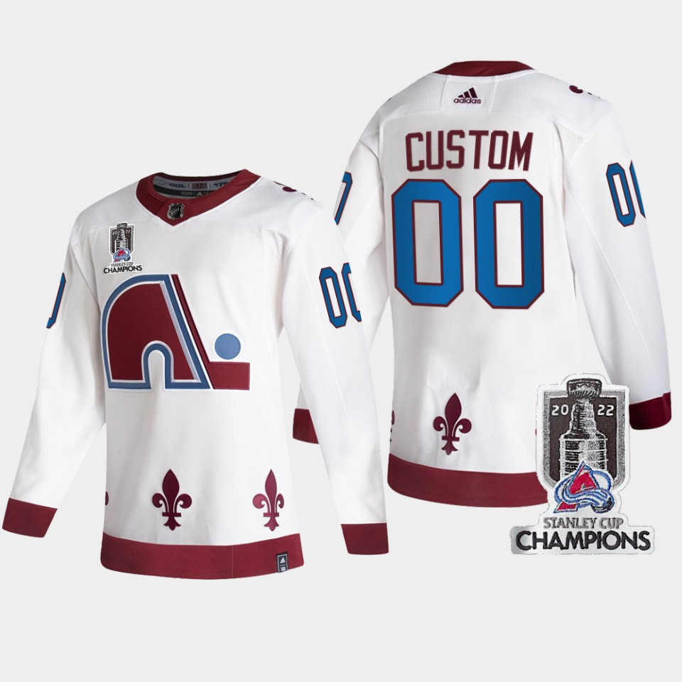 2022 Stanley Cup Champs Custom 00 Colorado Avalanche White Stitched Jersey Reverse Retro