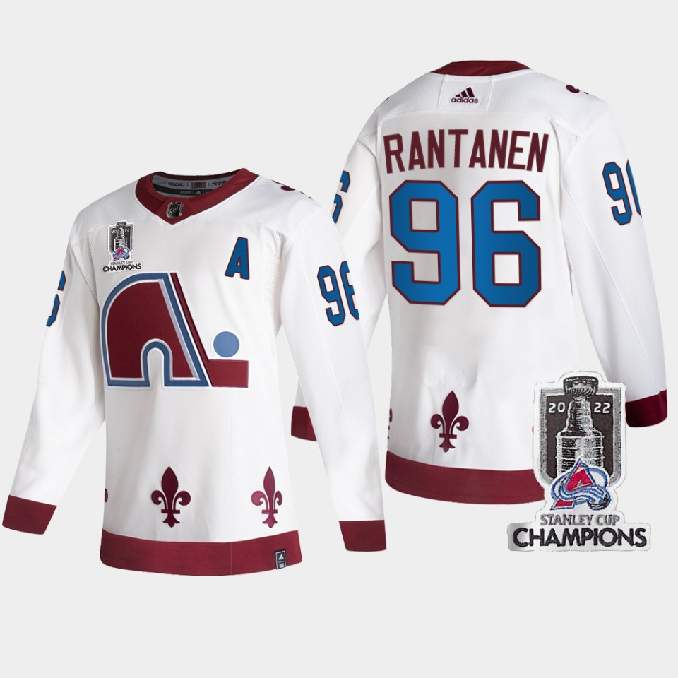 2022 Stanley Cup Champs Mikko Rantanen 96 Colorado Avalanche White Stitched Jersey Reverse Retro