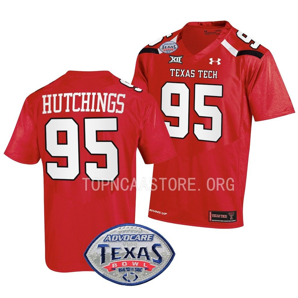 2022 Texas Bowl Jaylon Hutchings Texas Tech Red Raiders #95 Red Jersey Men's