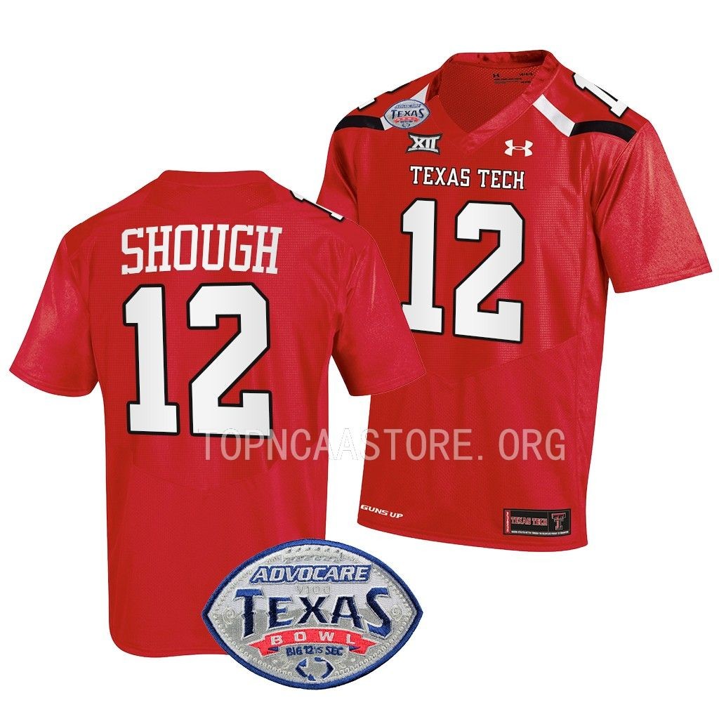 2022 Texas Bowl Tyler Shough Texas Tech Red Raiders #12 Red Jersey Men's