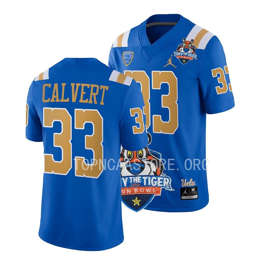 2022 Tony The Tiger Sun Bowl Bo Calvert UCLA Bruins #33 Blue  Jersey Men’s