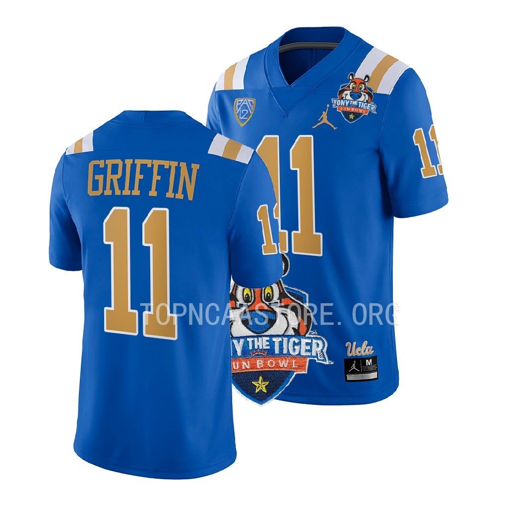 2022 Tony The Tiger Sun Bowl Chase Griffin UCLA Bruins #11 Blue Jersey Men’s