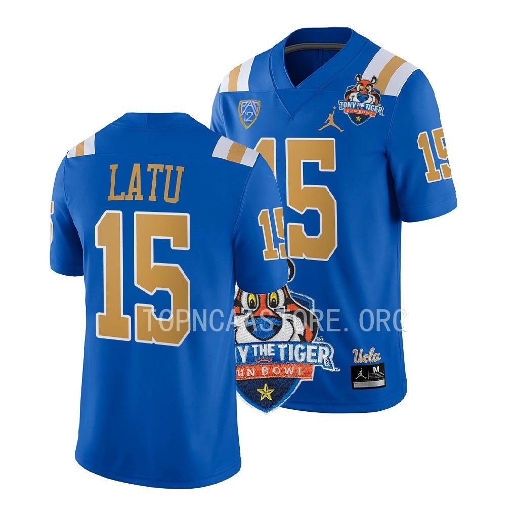 2022 Tony The Tiger Sun Bowl Laiatu Latu UCLA Bruins #15 Blue Jersey Men’s