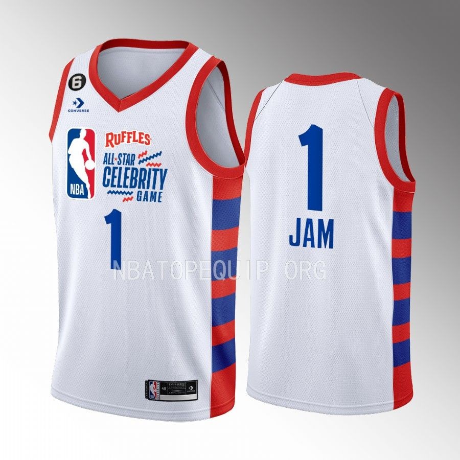 2023 All-Star Celebrity Game Team Dwyane Nicky Jam Latin global music icon and actor White Jersey #1