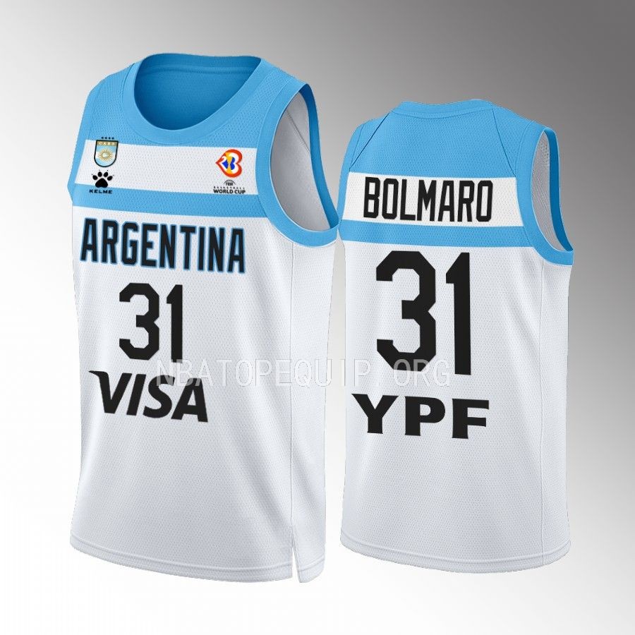 2023 FIBA World Cup Argentina #31 Leandro Bolmaro Men Jersey White Home