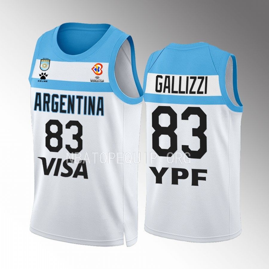 2023 FIBA World Cup Argentina #83 Tayavek Gallizzi Men Jersey White Home