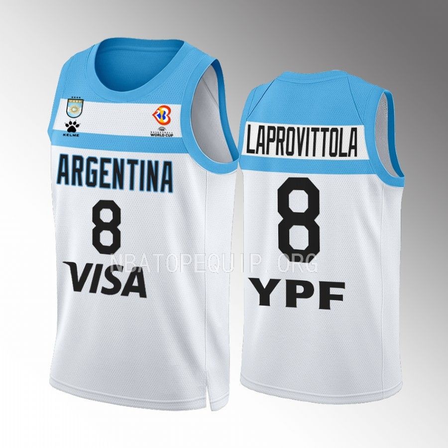 2023 FIBA World Cup Argentina #8 Nicolas Laprovittola Men Jersey White Home
