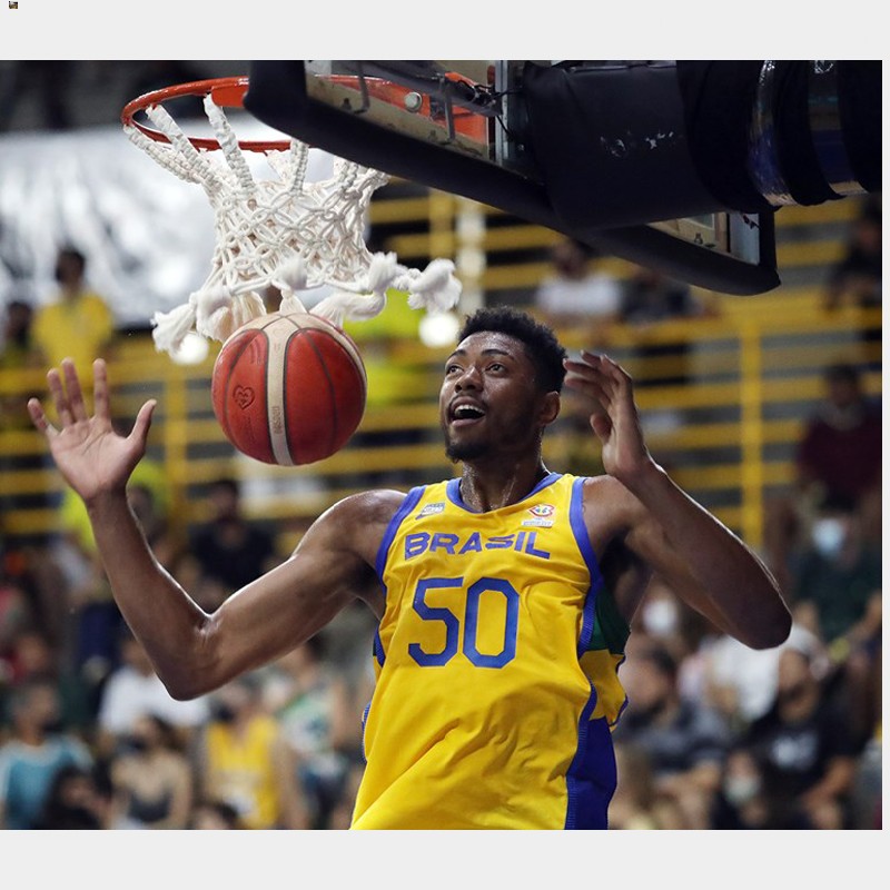 2023 FIBA World Cup Brazil #50 Bruno Caboclo Men Jersey Yellow Home