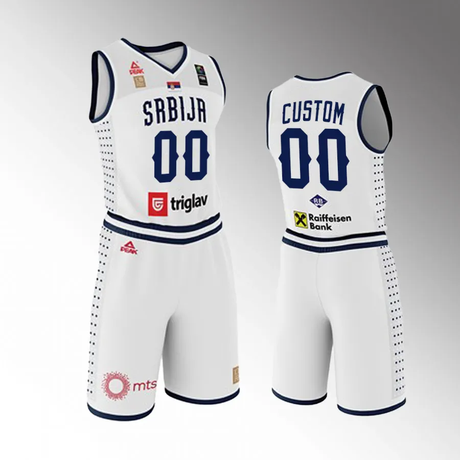 2023 FIBA World Cup Serbia #00 Custom Men Jersey White Shorts Set