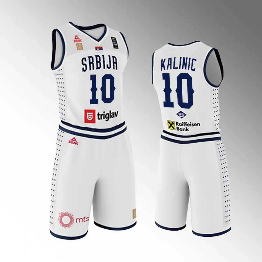 2023 FIBA World Cup Serbia #10 Nikola Kalinic Men Jersey White Shorts Set