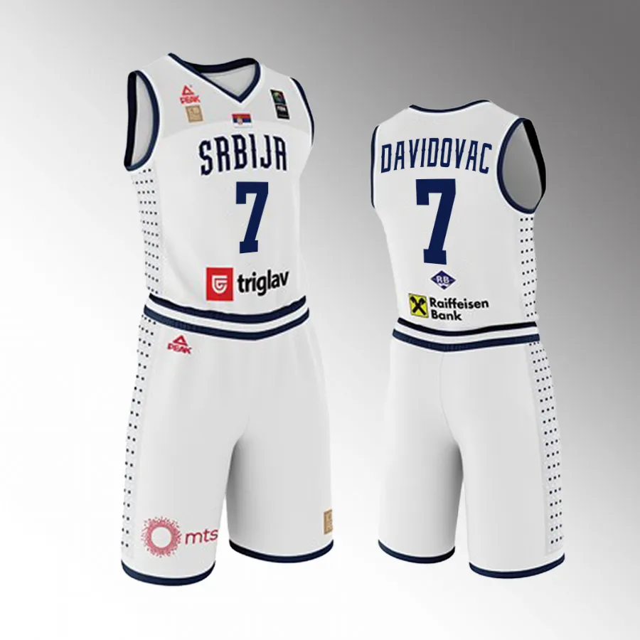 2023 FIBA World Cup Serbia #7 Dejan Davidovac Men Jersey White Shorts Set