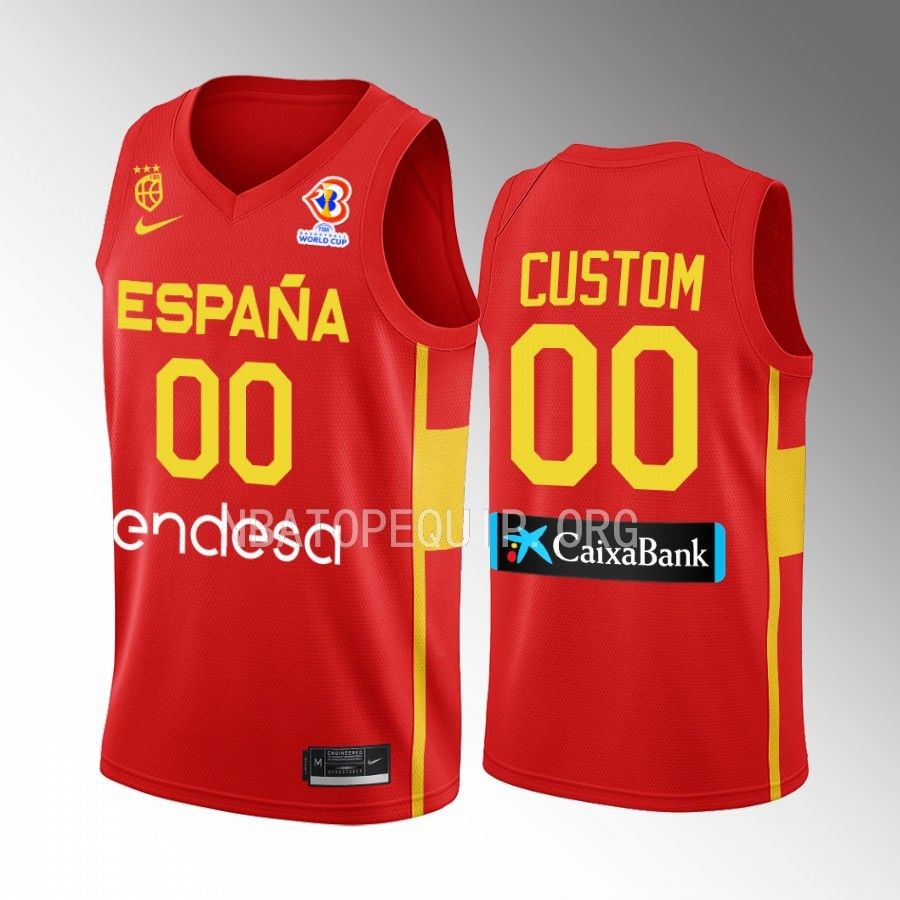2023 FIBA World Cup Spain #00 Custom Men Jersey Red