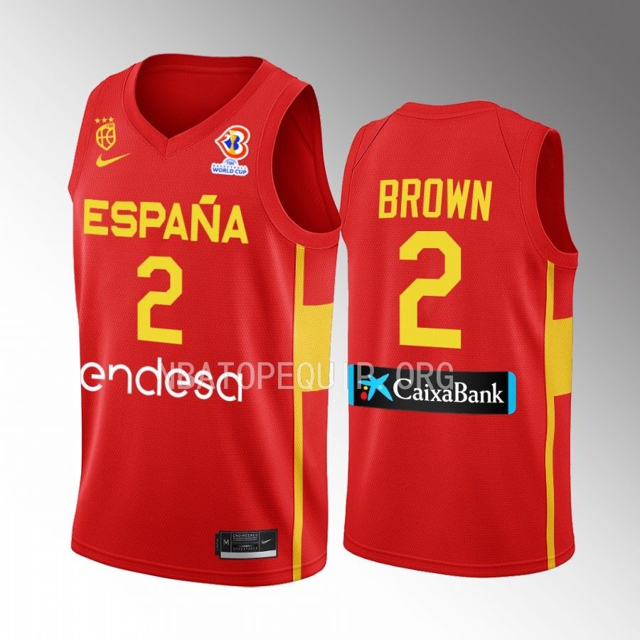 2023 FIBA World Cup Spain #2 Lorenzo Brown Men Jersey Red