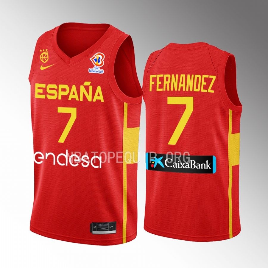 2023 FIBA World Cup Spain #7 Jaime Fernandez Men Jersey Red