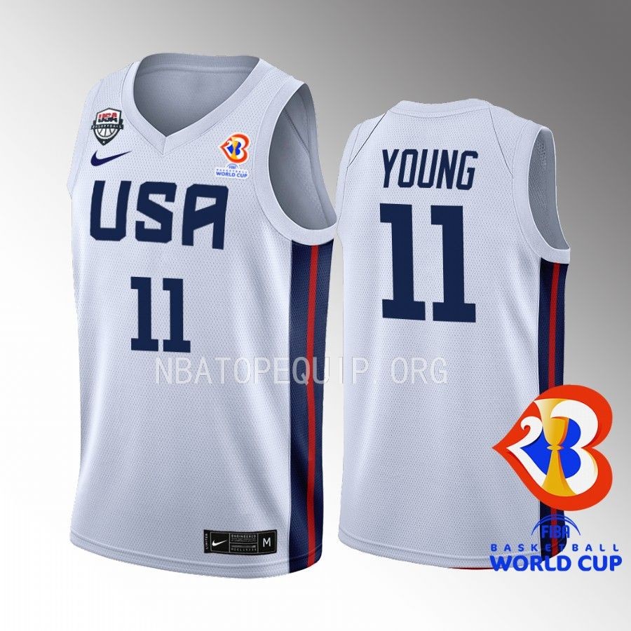 2023 FIBA World Cup USA #11 Trae Young Men Jersey White Home