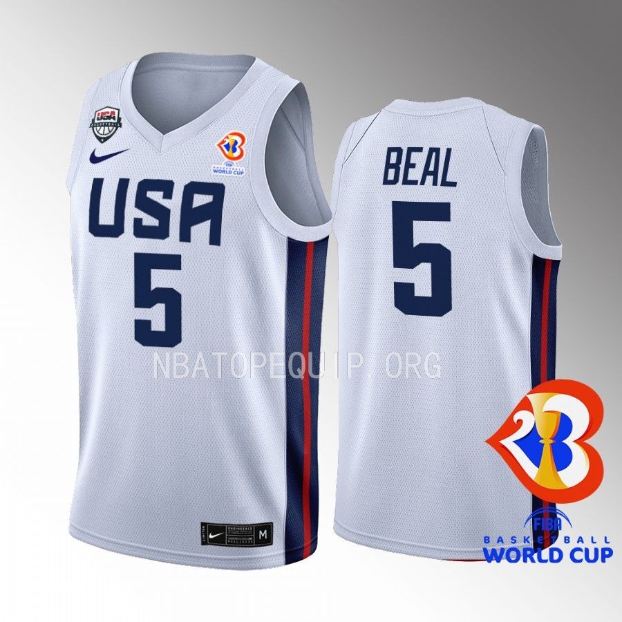 2023 FIBA World Cup USA #5 Bradley Beal Men Jersey White Home