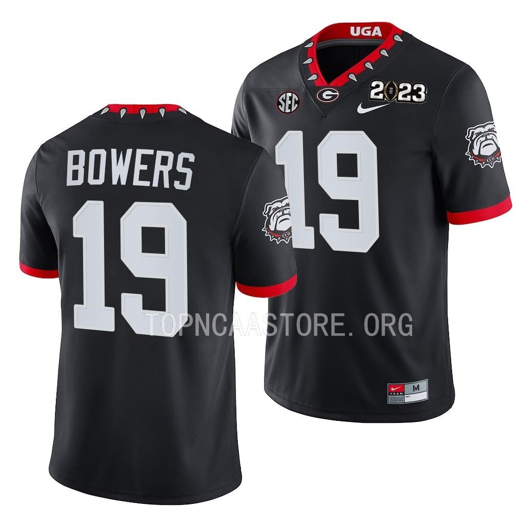 2023 National Championship Brock Bowers Georgia Bulldogs #19 Black College Playoff Jersey Men's