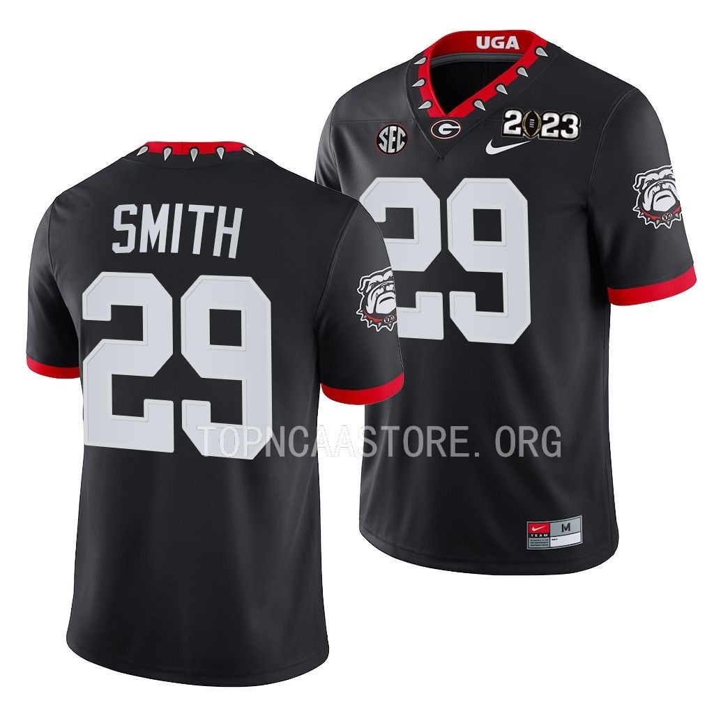 2023 National Championship Christopher Smith Georgia Bulldogs #29 Black College Playoff Jersey Men's