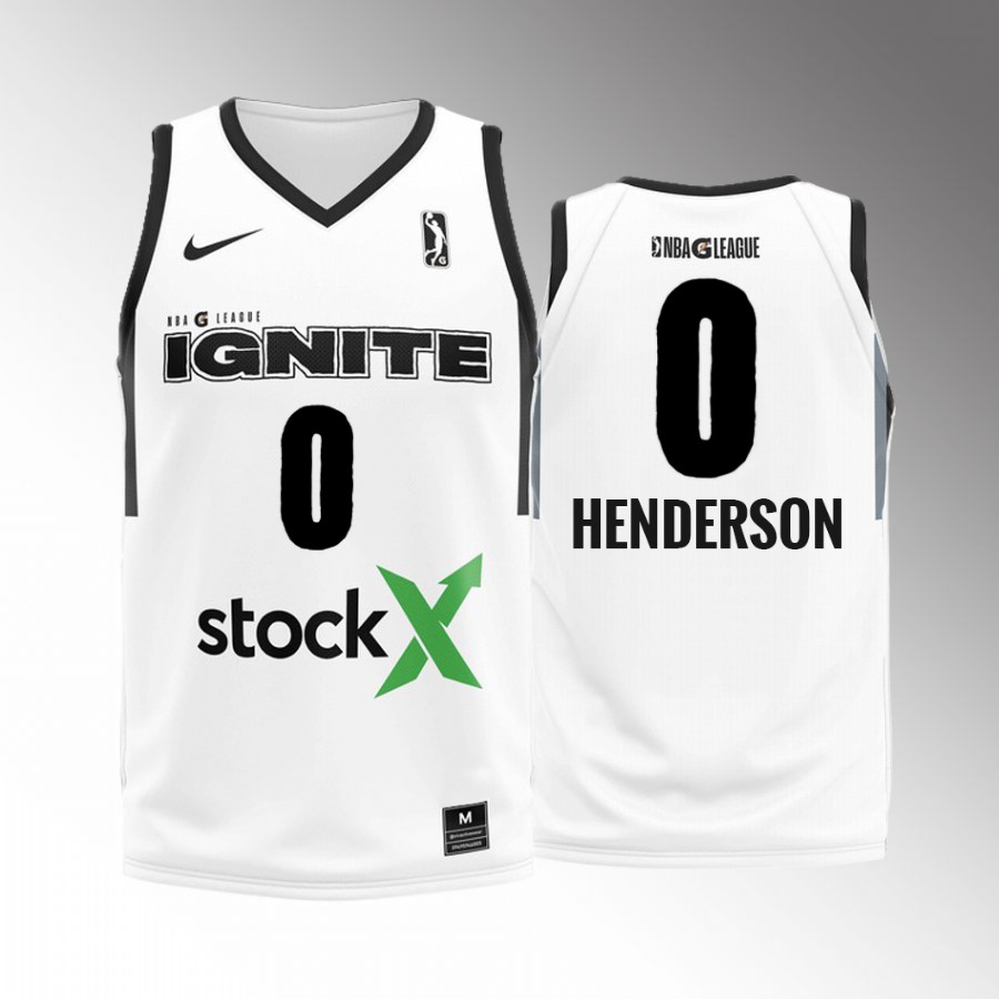 2023 NBA Draft Top Prospect Scoot Henderson NBA G League White #0 Jersey 28pts