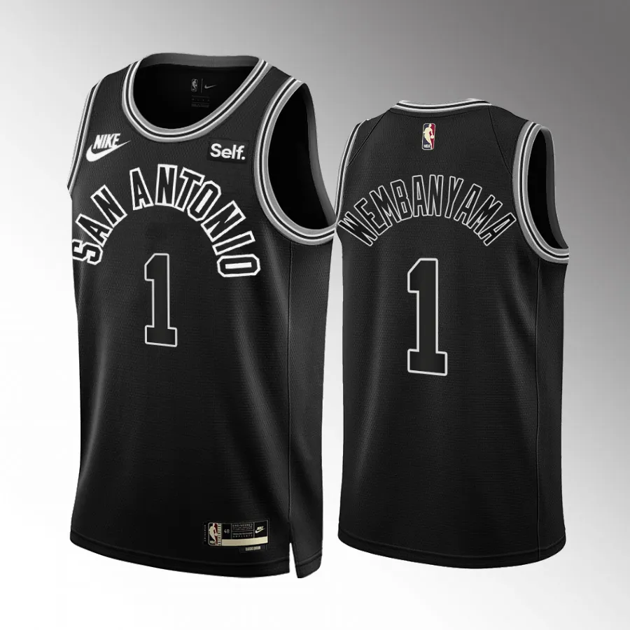 2023 NBA Draft Victor Wembanyama San Antonio Spurs Black Classic Edition Jersey Men