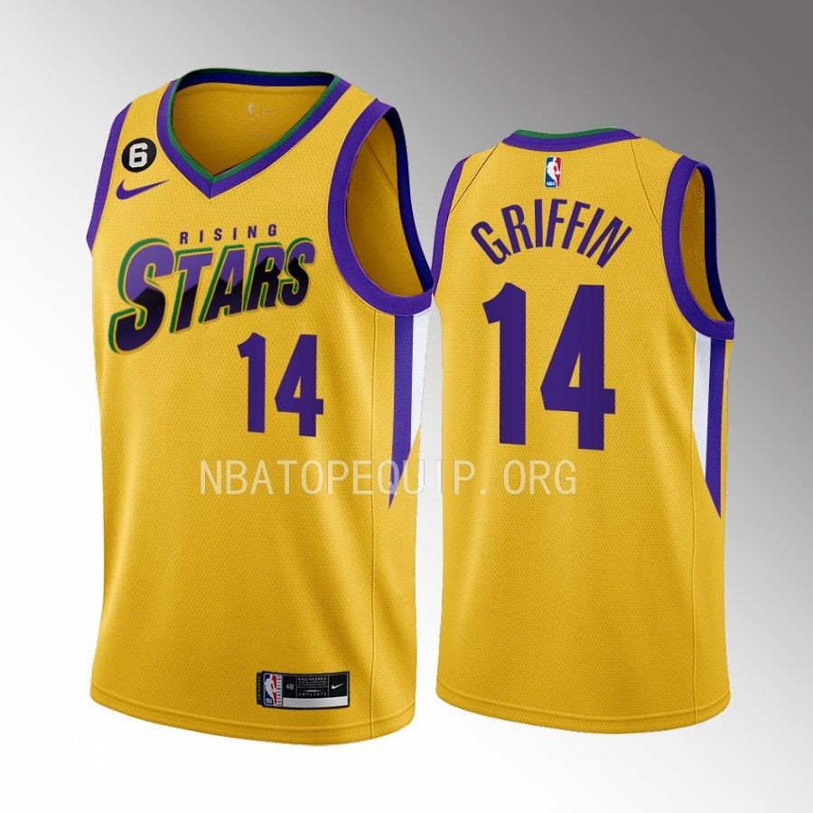 2023 NBA Rising Stars AJ Griffin Yellow Men’s Uniform Atlanta Hawks #14 Jersey